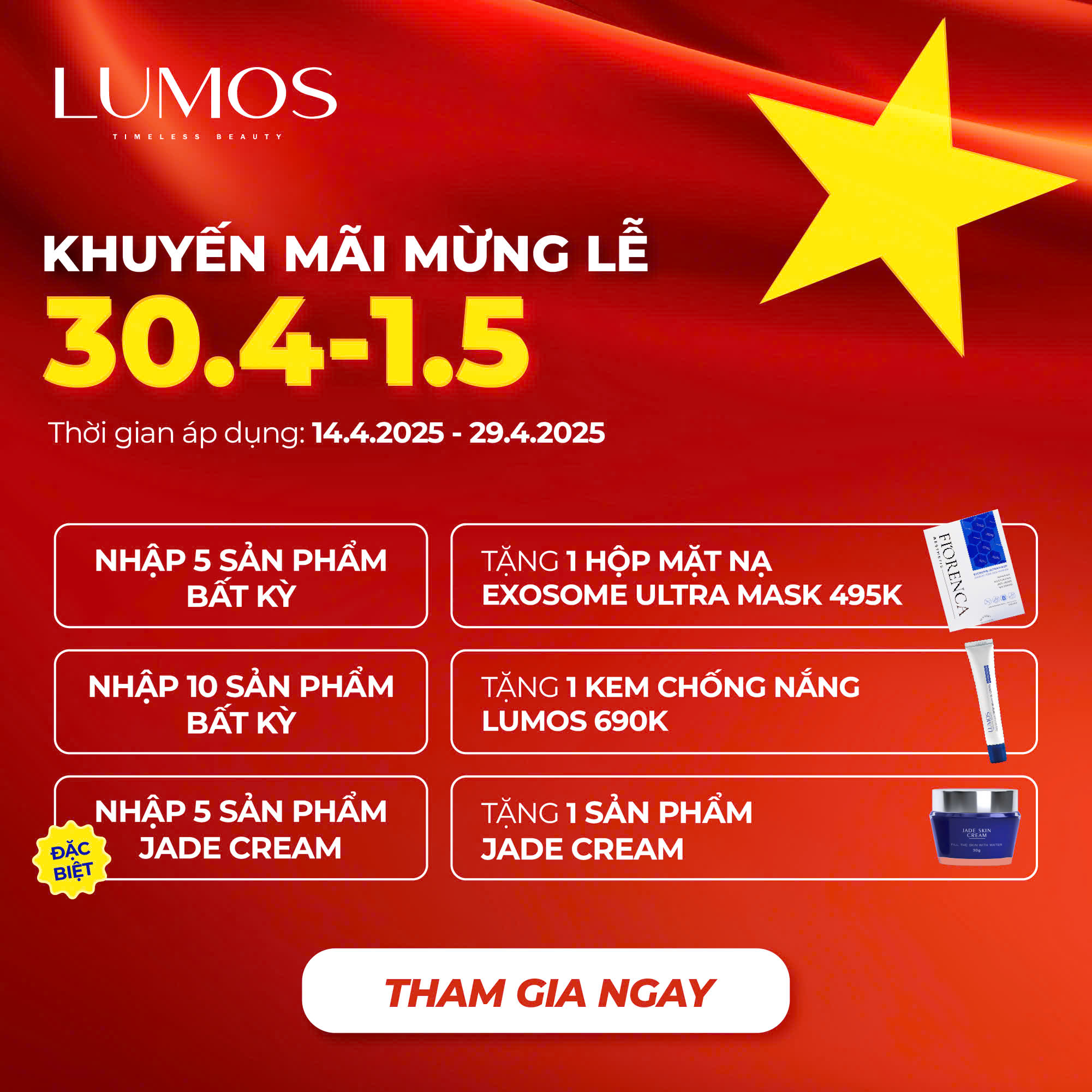Quà Tặng Hấp Dẫn Từ LUMOS Nhân Dịp Lễ 30/4 - 1/5 | Ưu Đãi Lớn Đến 690K Quà Tặng Hấp Dẫn Từ LUMOS Nhân Dịp Lễ 30/4 - 1/5 | Ưu Đãi Lớn Đến 690K