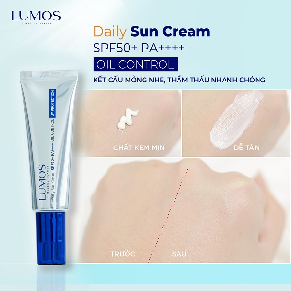 Kem chống nắng Lumos Sun Cream chứa thành phần an toàn với da và sức khỏe