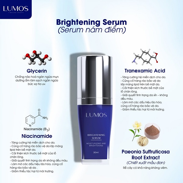 Lumos Brightening Serum là serum mờ thâm nám